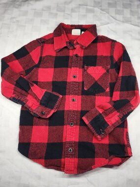 Outdoor Kids Plaid Button Down Long Sleeve Shirt - Size Small